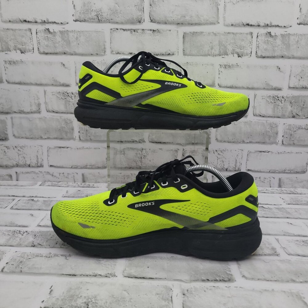Brooks Ghost 15 Running Shoes Sneakers Neon Yellow Black Men's Size 10.5 - Picture 3 of 8